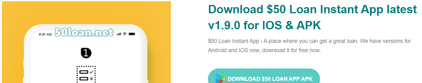 Bannière de profil de $50 Loan Instant App