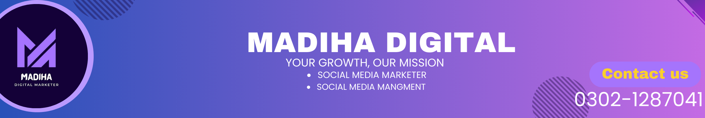 Bannière de profil de Madiha Digital