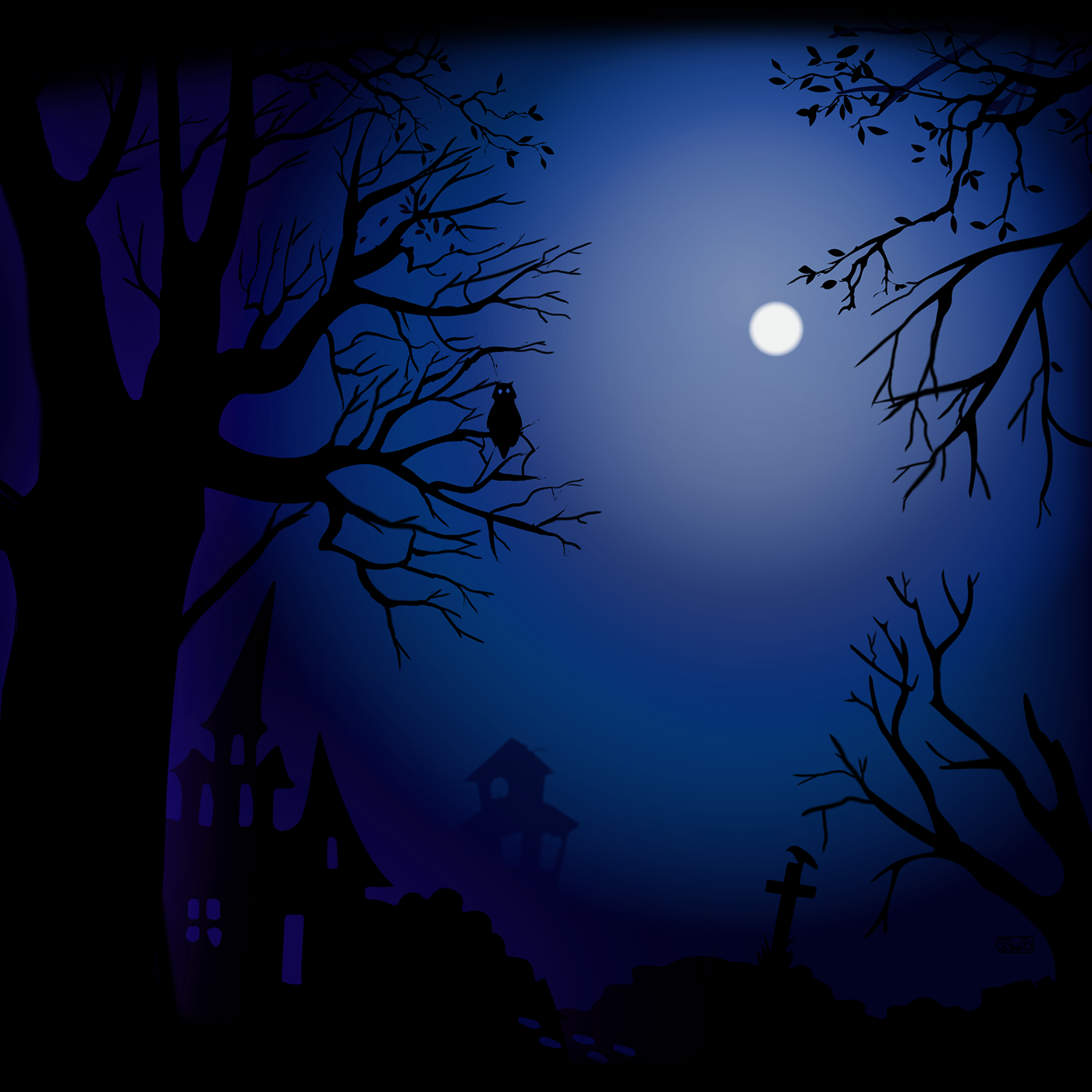 Halloween night Castle illustrations storyboard Character forest postcards environment graphic arts