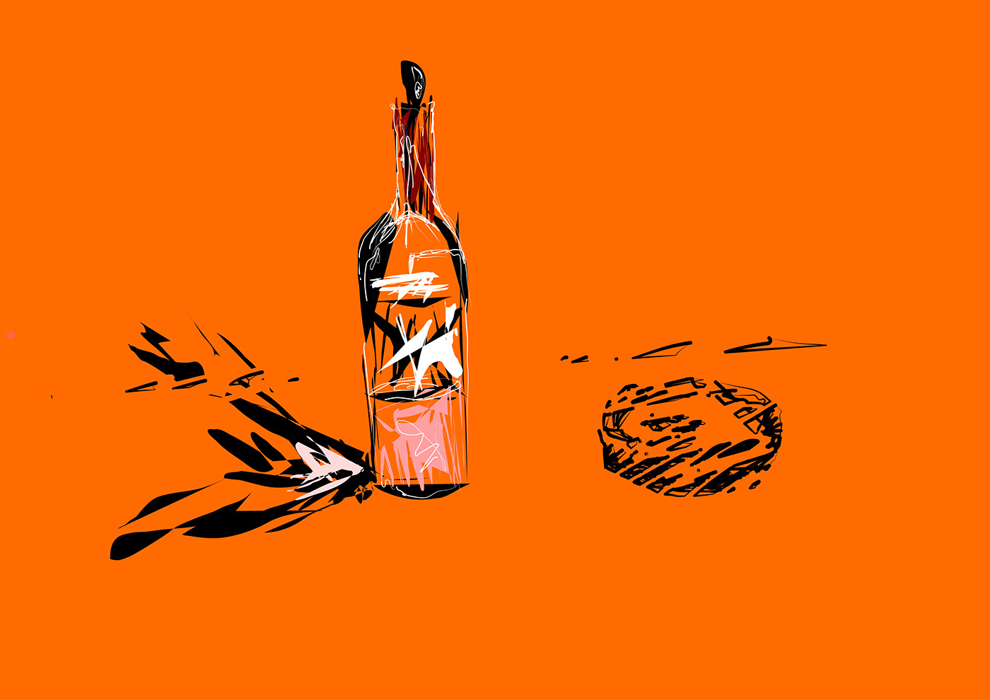 bottle art dayes designs orange painting   black and white black art Drawing  concept art artistsonbehance