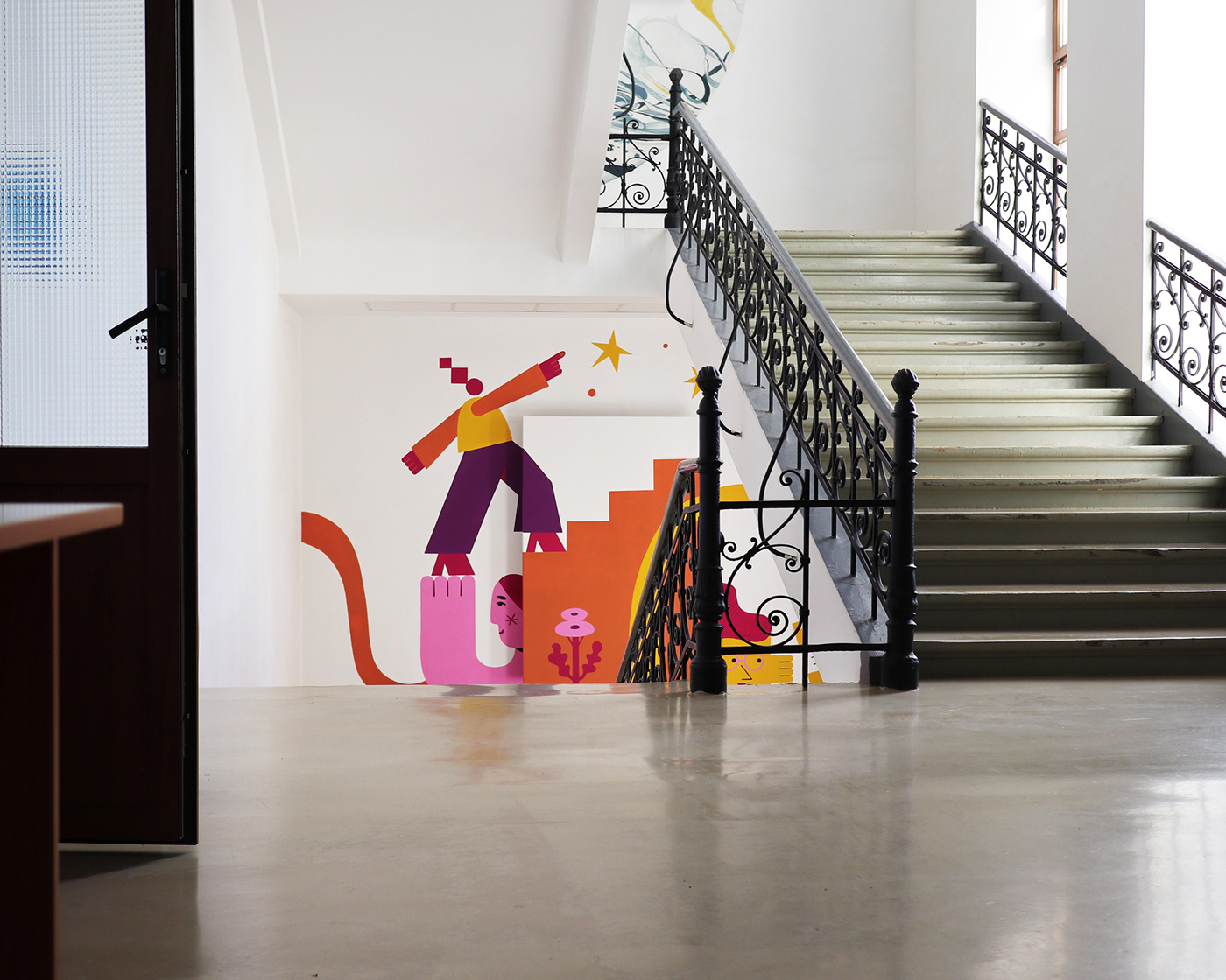 Mural painting   mural art wall painting ILLUSTRATION  colorful characters bucharest Anthropology indoor mural 