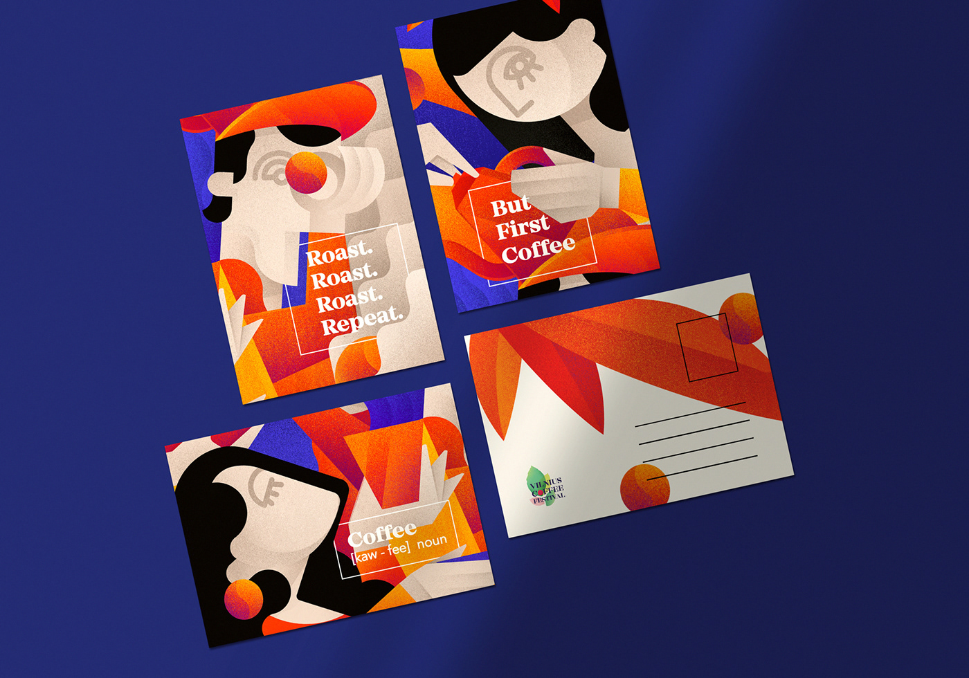 abstract branding  Coffee colorful cubism festival gradient ILLUSTRATION  people visual identity