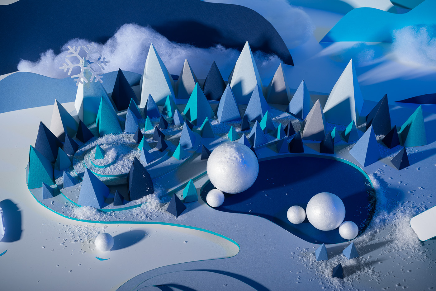 North Pole igloo Christmas snow new year White hand made DIY paper paper art