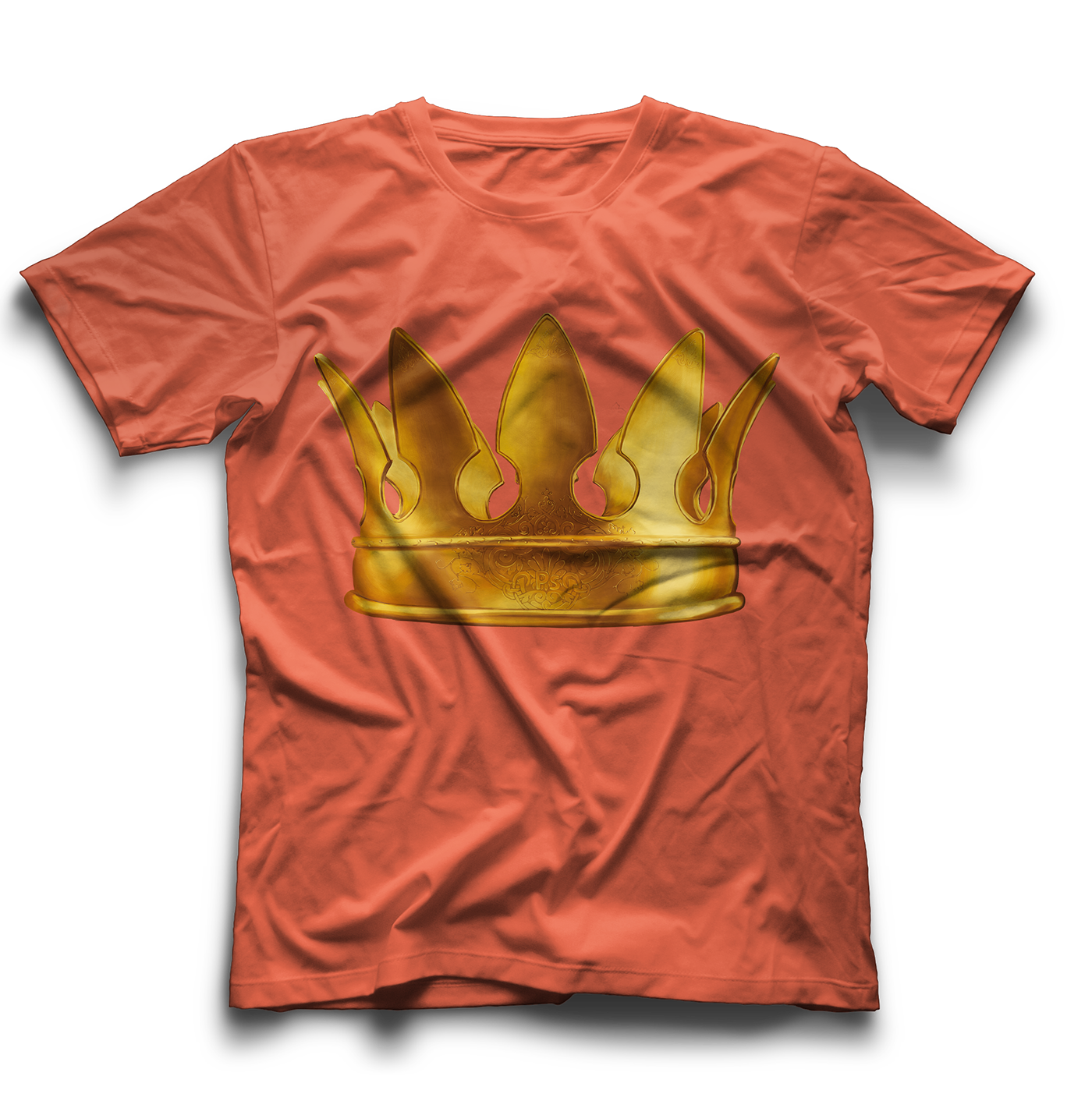 crown King of Photoshop gold metal engraving t-shirt print