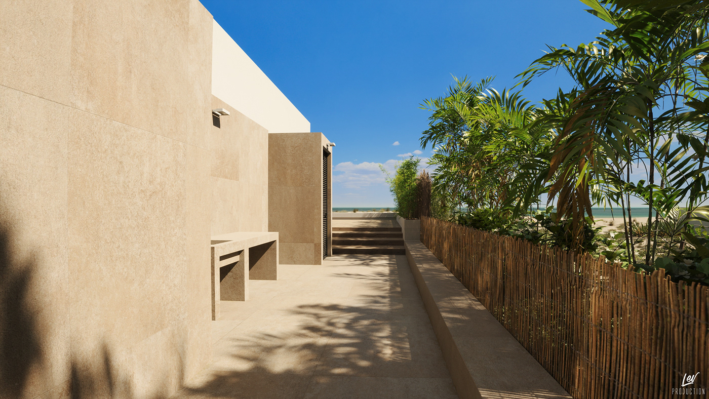 Architectural Animation archiviz Palm Trees beach summer mood exterior visualization interior design  dream house SUNNY DAY villa on the seashore