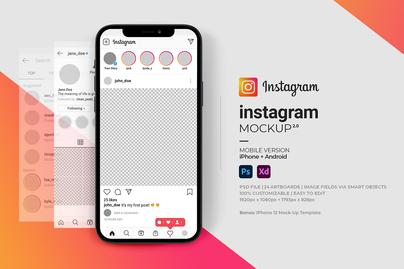 android apple design INFLUENCER instagram Mockup photoshop post social media template