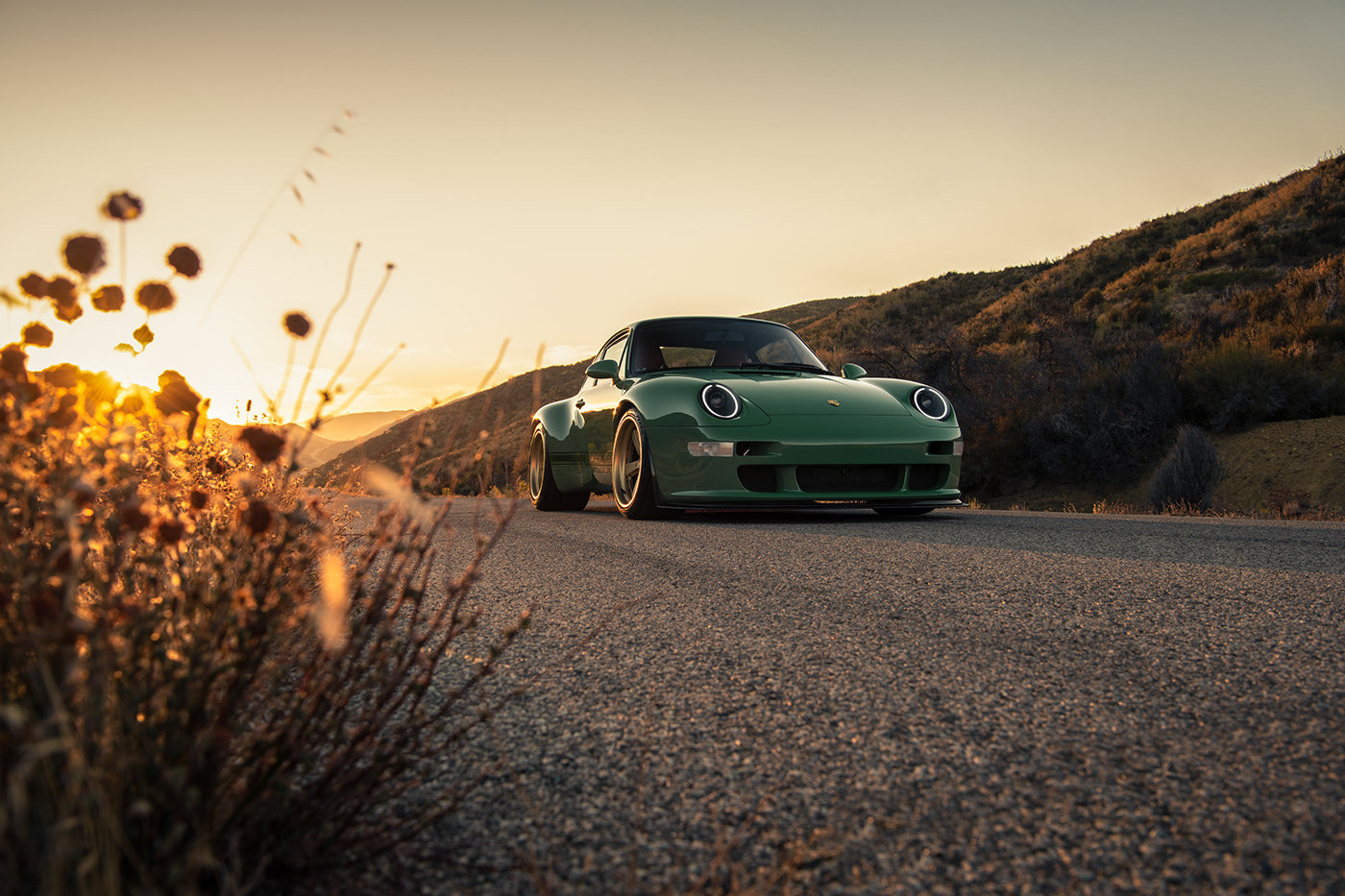 automotive   city colors green guntherwerks la Landscape outdoors Porsche sunset