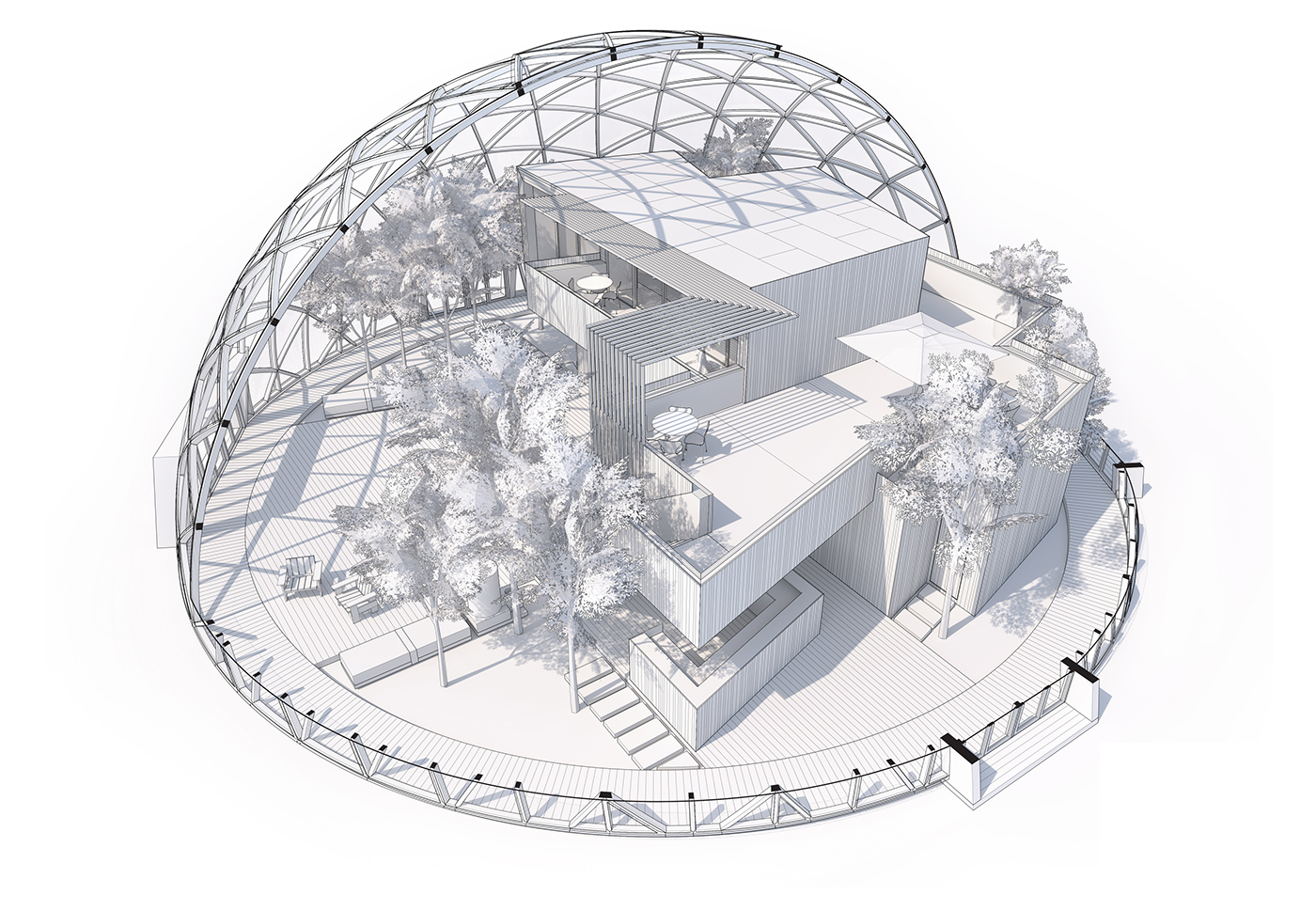 Geodesic dome greenhouse experiment cross laminated timber architecture