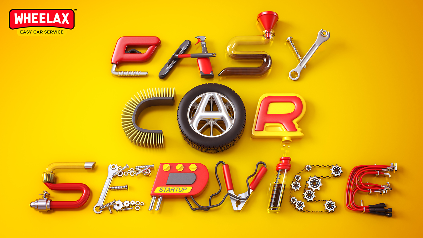 3D 3D illustration 3D typography 3d typo 3D Ad 3d Poster 3D lettering 3d design tires Cars