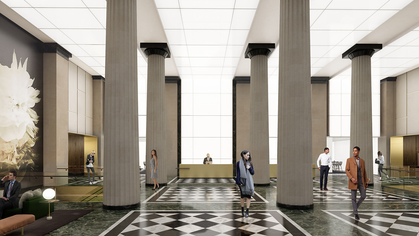 Interior commercial lobby render