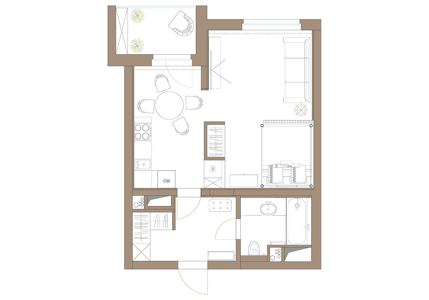 apertment archviz CoronaRender  Interior malenkaya kvartira small apartment small flat interion design