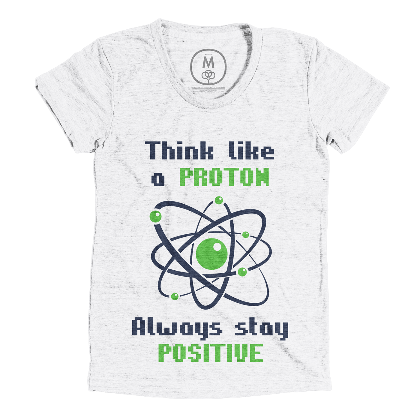 proton t-shirt Fashion  wear atom physics Positive Electrons particle green