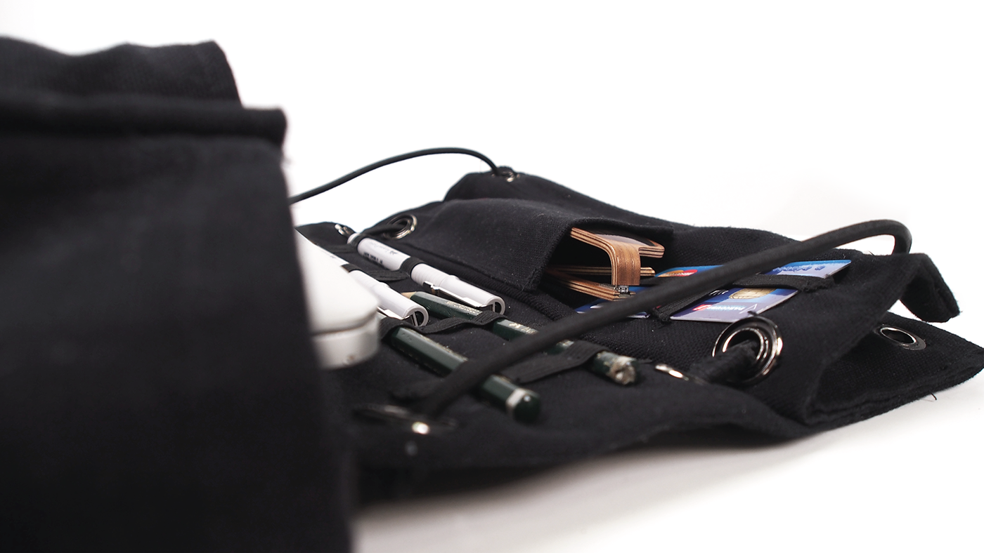 bag backback faber-castell design black draw Mockup prototype sewing