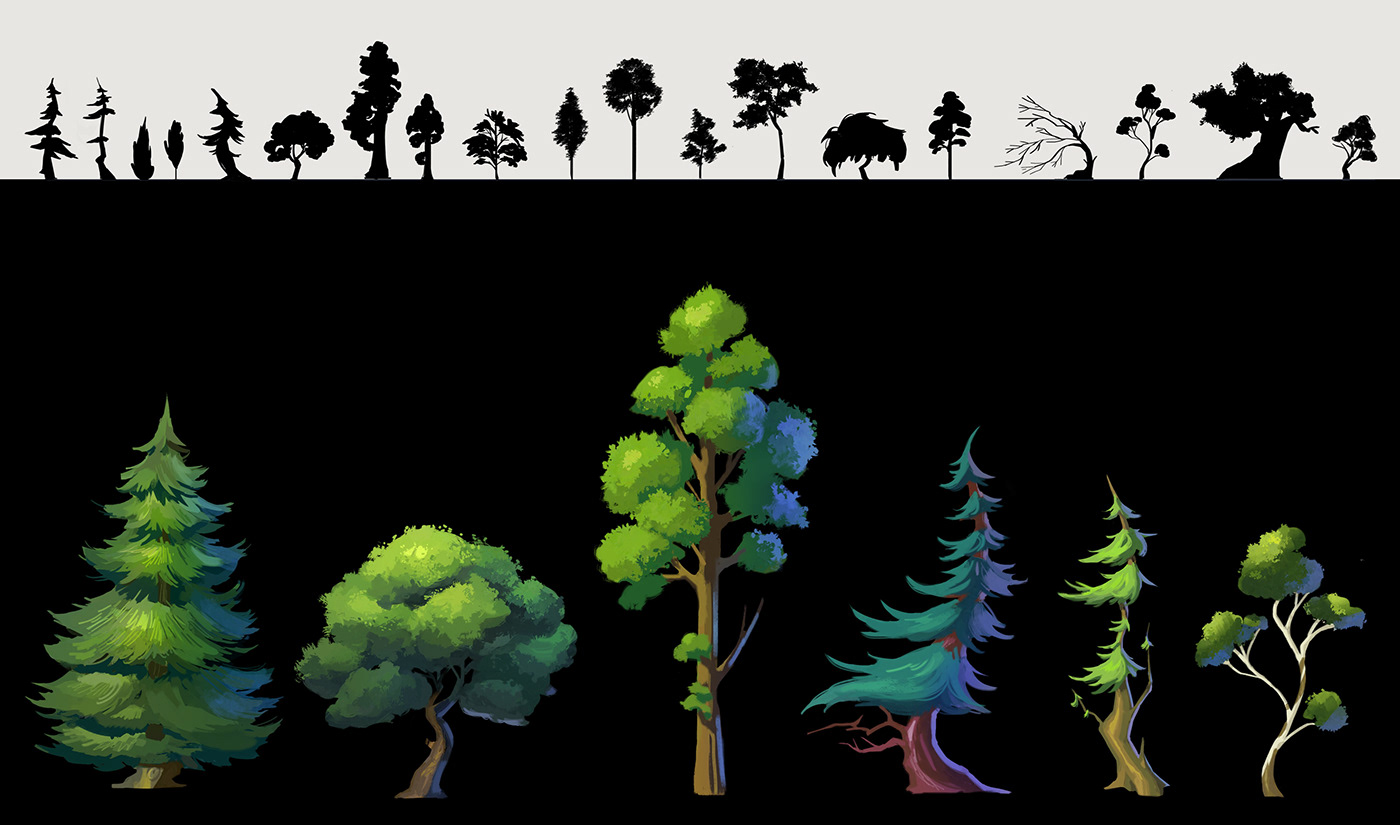 animation  Digital Art  environment Environment design foliage prop thumbnail Tree  VisDev Visual Development