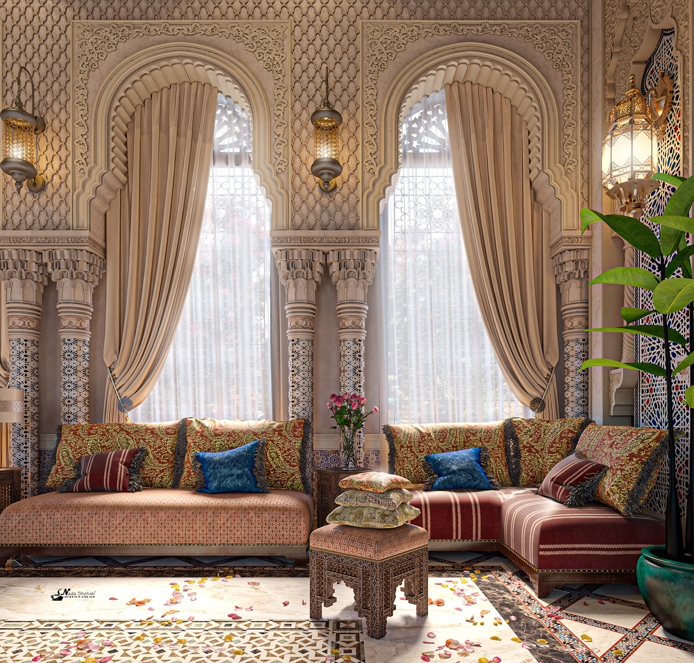 interior_design luxury islamic modern furniture dubai architecture oriental 3dmax Photography 