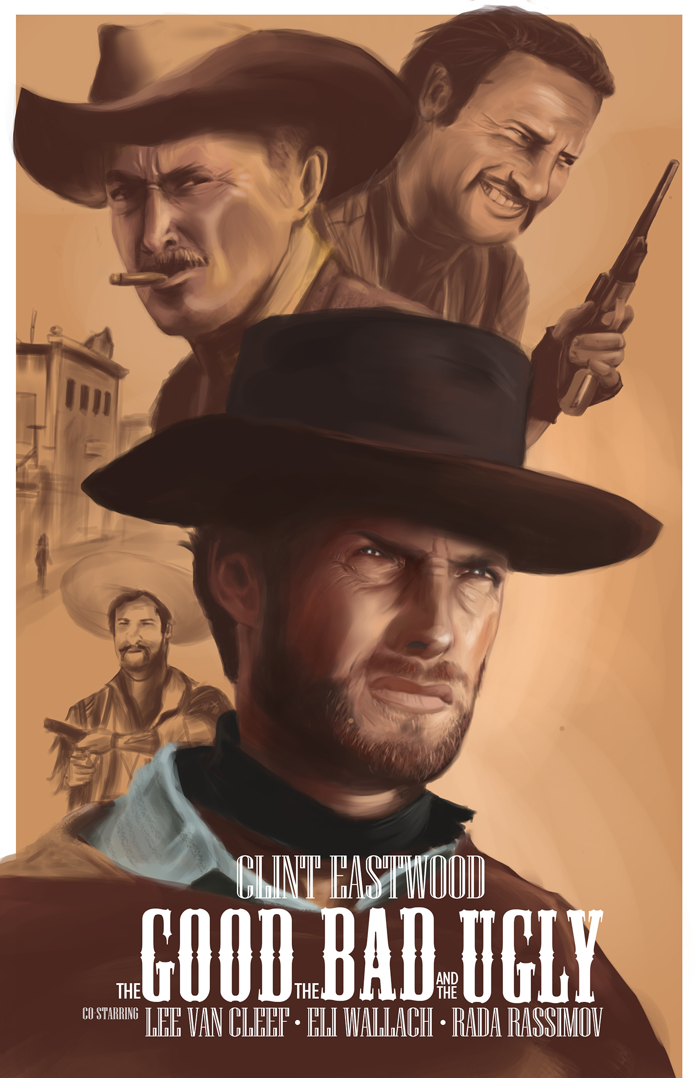 the good The Bad the ugly Clint eastwood painting   steven carrasco steven carrasco