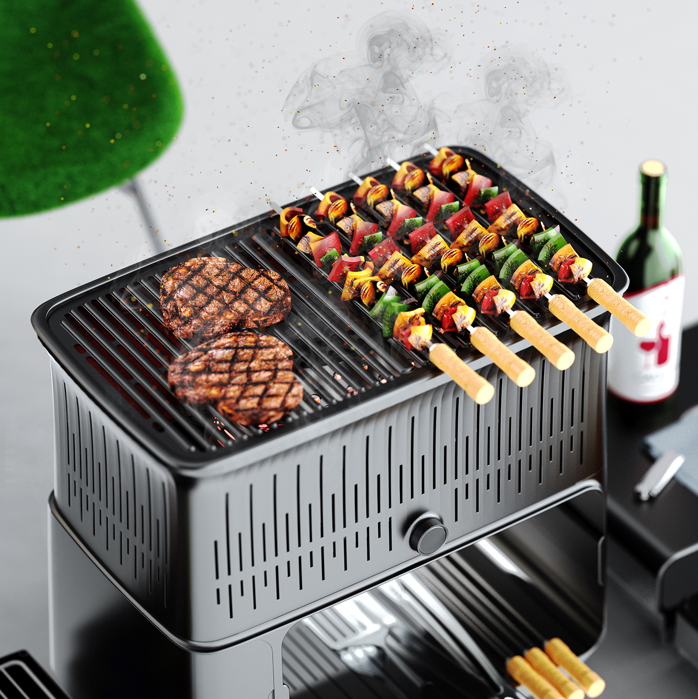 barbecue cooking appliance digital furniture ID industrial design  pd product design  smart device user experience