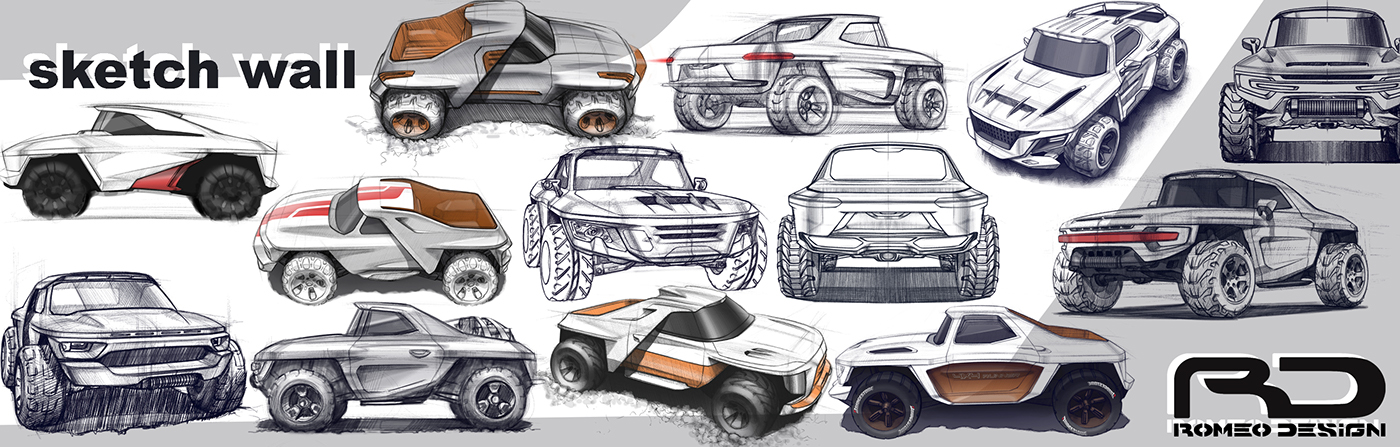 romeodesign design sketching Conception doodle doodling Render automotive   ideation PICKUP