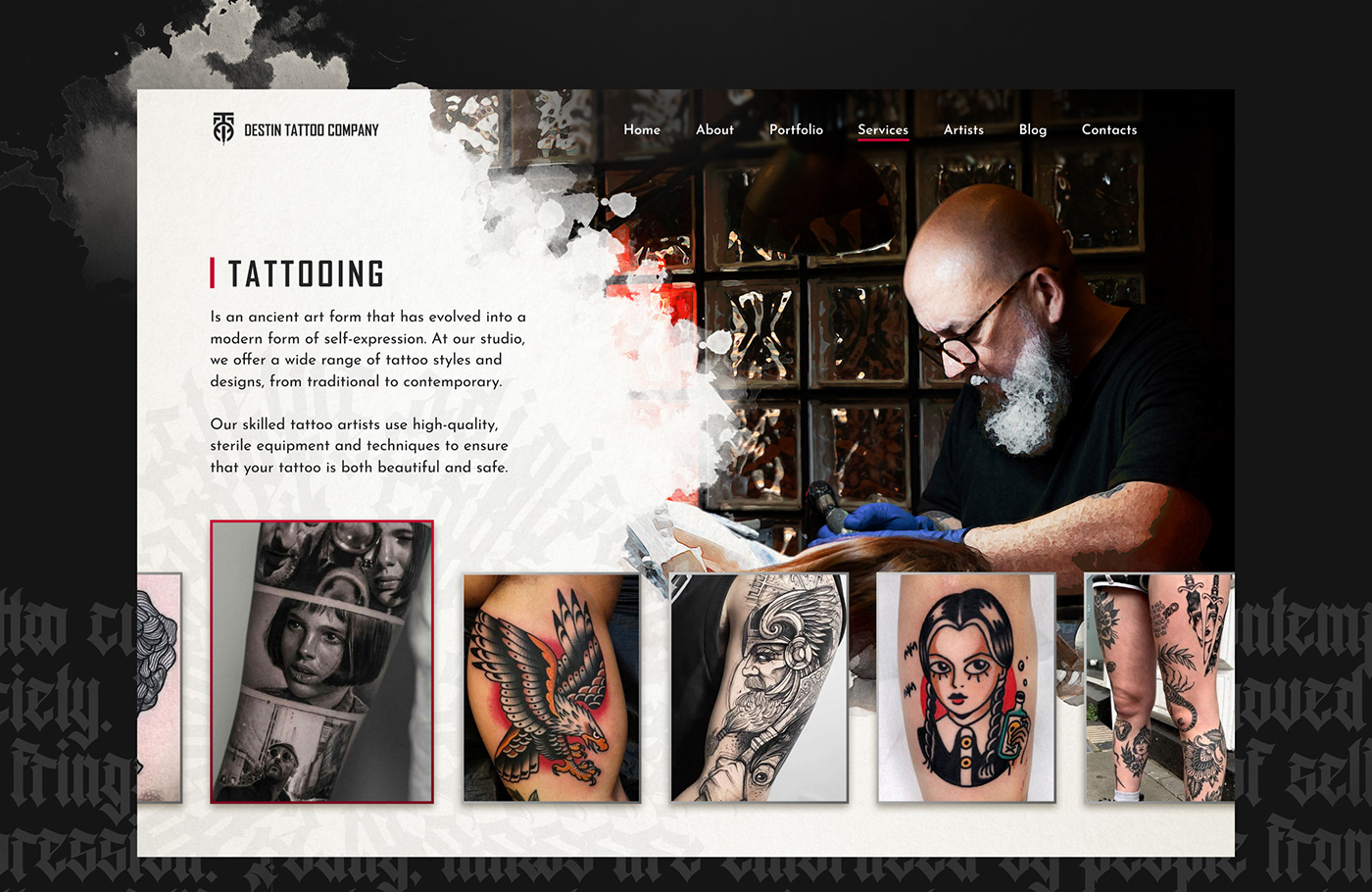 ink mobile piercing redesign tattoo UI UI/UX ux Web Design  Website