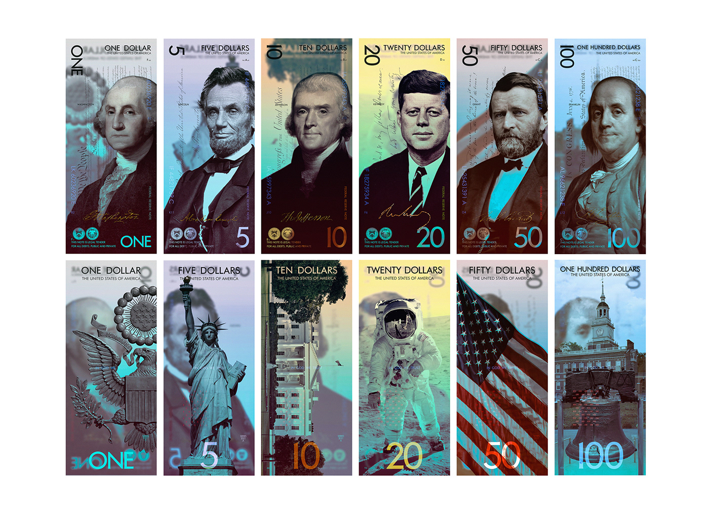 usa money banknotes currency industrial design  motion dollar graphic design  identity the new us dollar