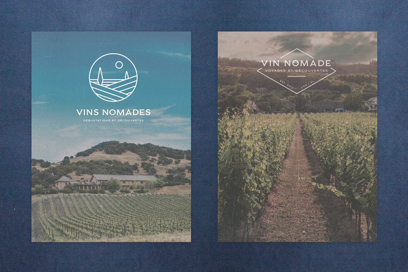 wine import agency wine vins nomades business card logo Brand Design stamp brand craft