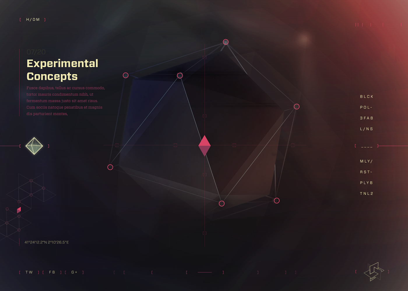 the experiment experiment Website geometric globe site geometry code cipher polygon futuristic dark