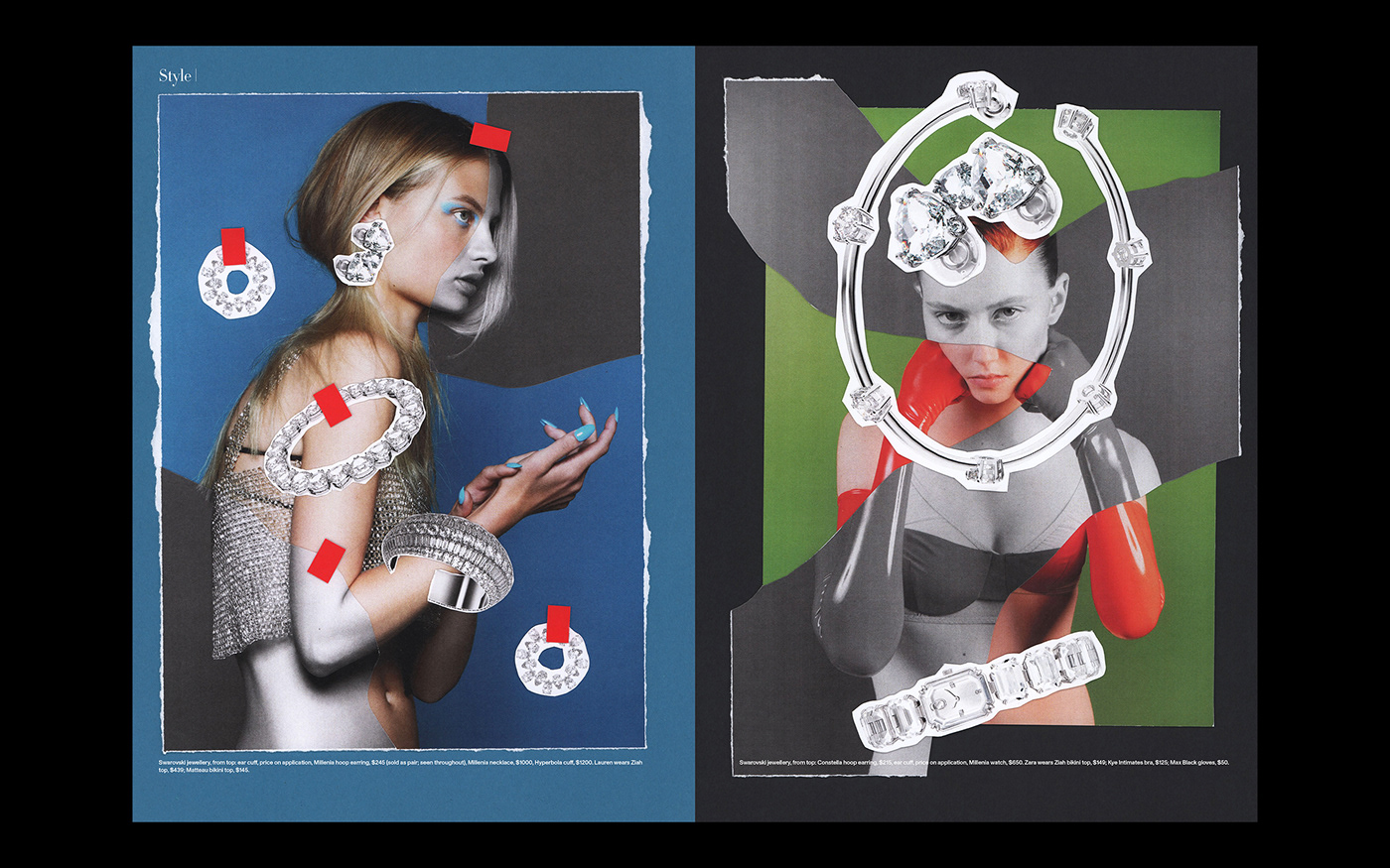 Abstract Art analog collage cut and paste editorial editorial design  Fashion  handmade harper's bazaar Swarovski