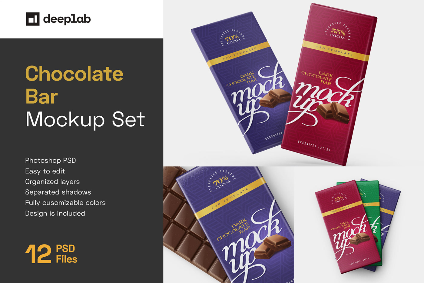bar box Candy chocolate Label Mockup Packaging photoshop sweet free