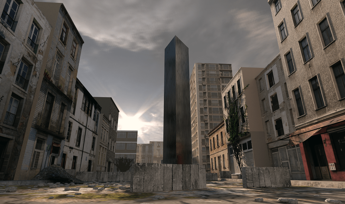 the environment visualization of monolith in post apocalyptic world