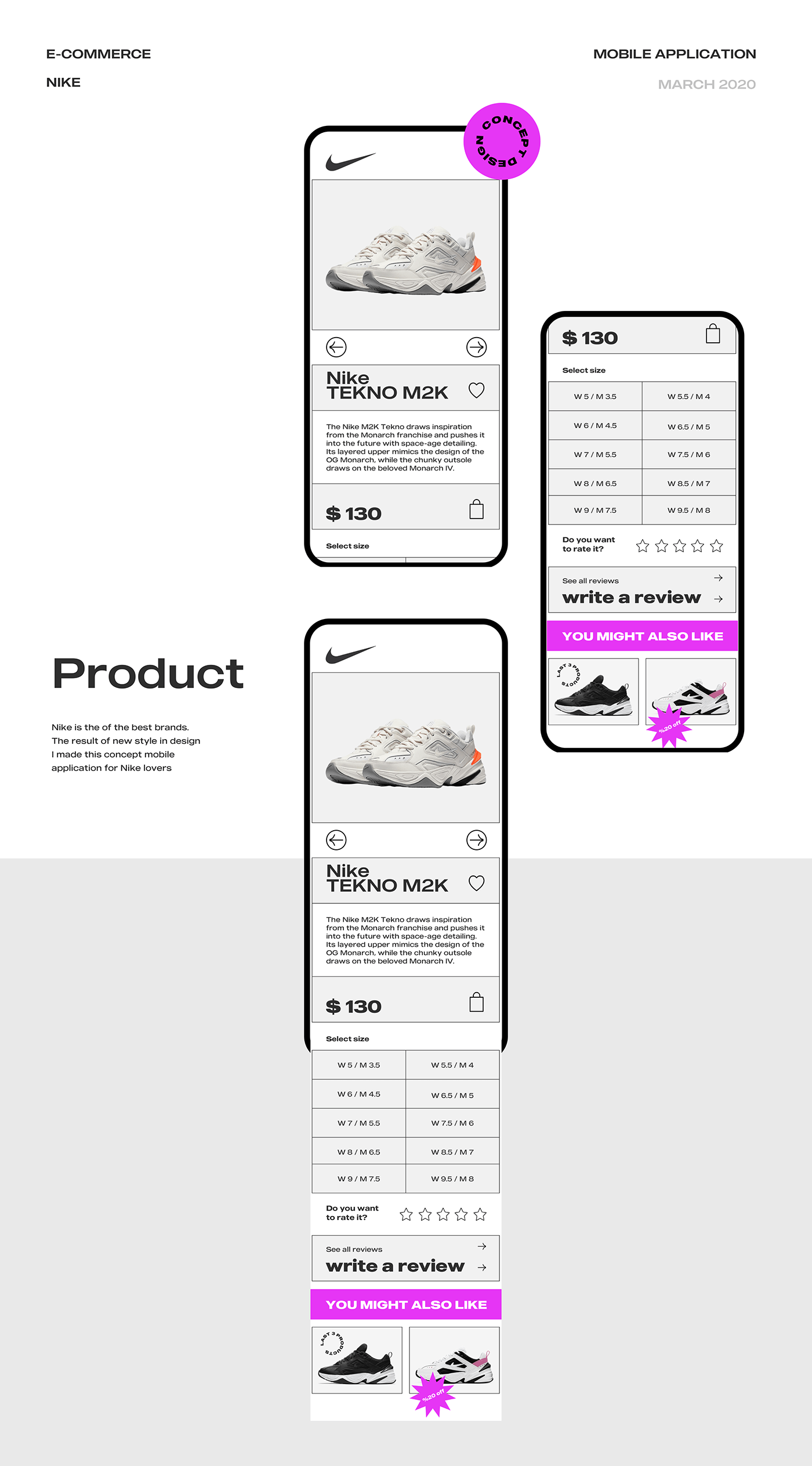 application design Ecommerce interaction minimal modern Nike shop typography   uiux