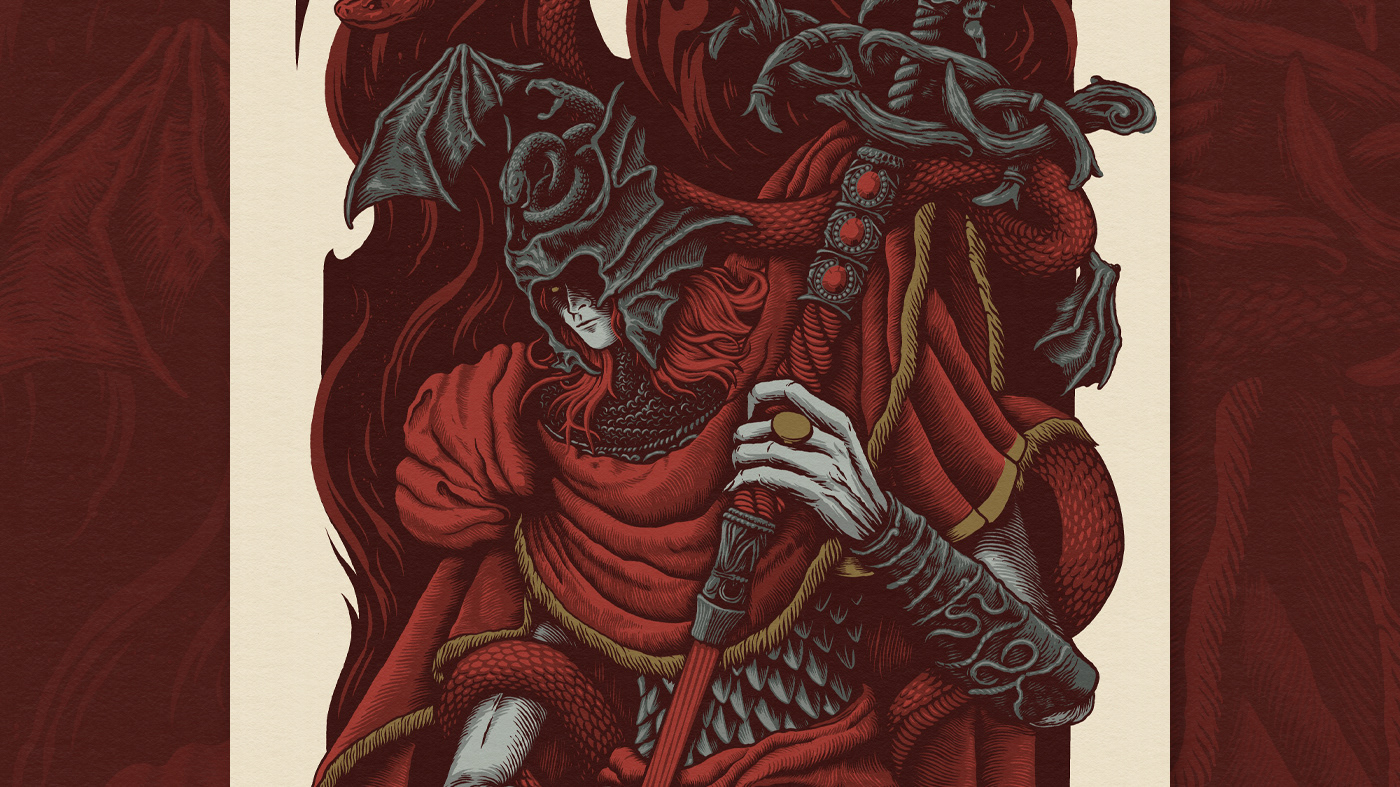 FromSoftware dark souls Bloodborne screenprint serigrafia video game medieval gothic EldenRing messmer