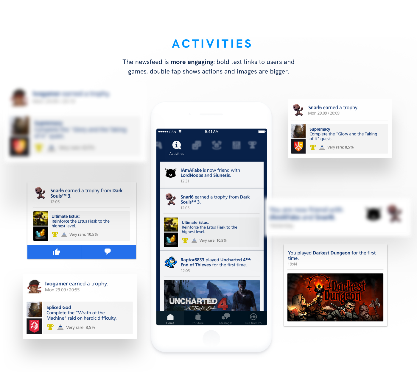 playstation redesign UI ux Progressive Disclosure iphone companion Sony Games collections