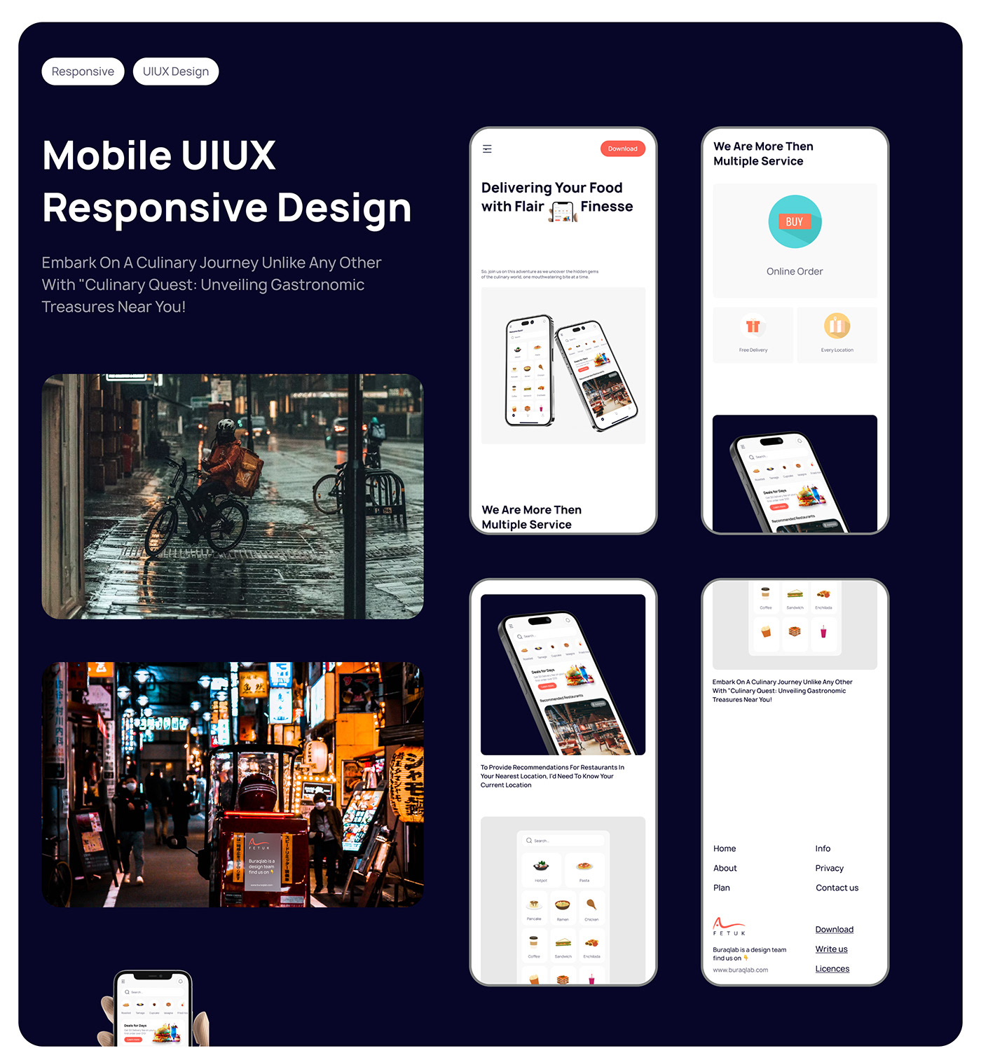 This is a mobile application design for Food delivery app . landing page mobile responsive design 