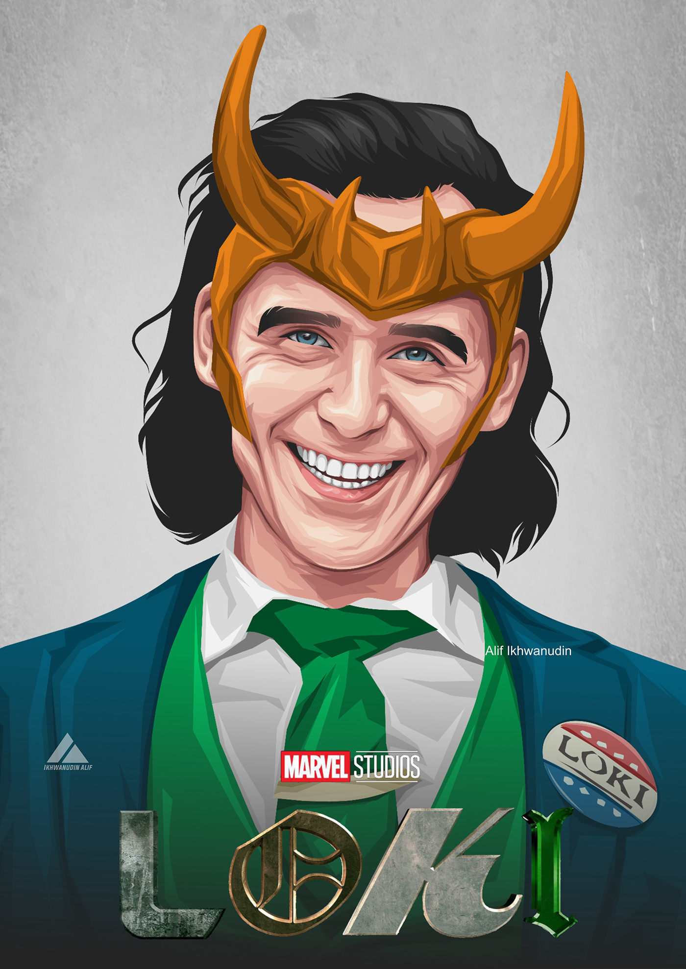 Poster Cartoon Vector Portrait President Loki