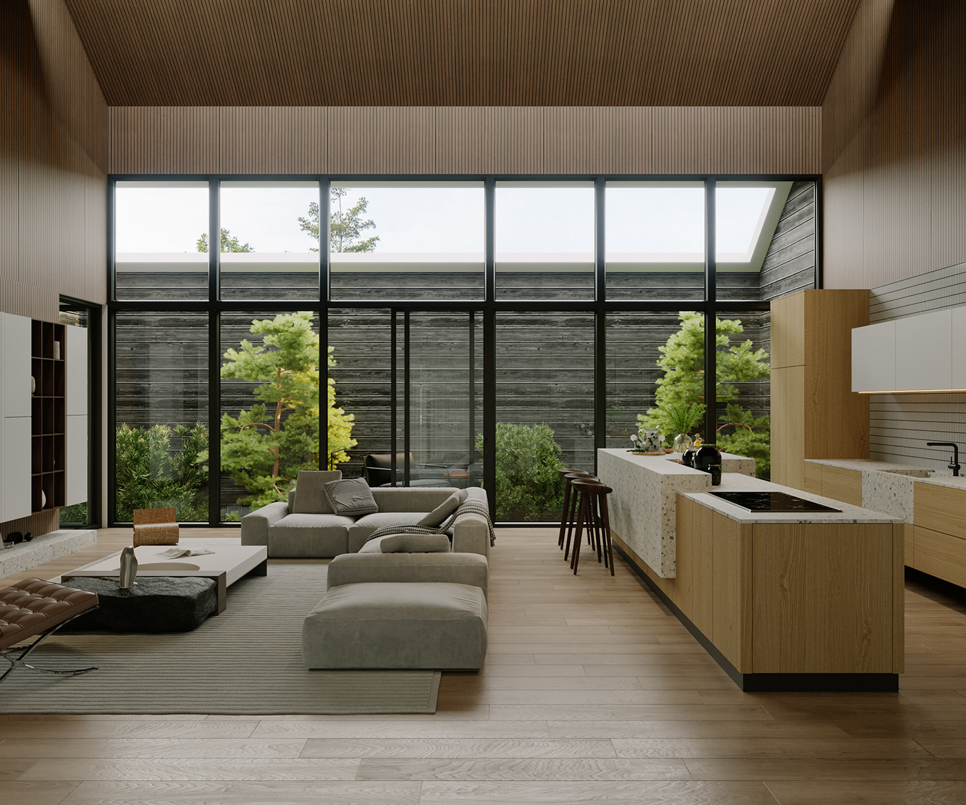 LOFT apartment wood interior design  Cottage