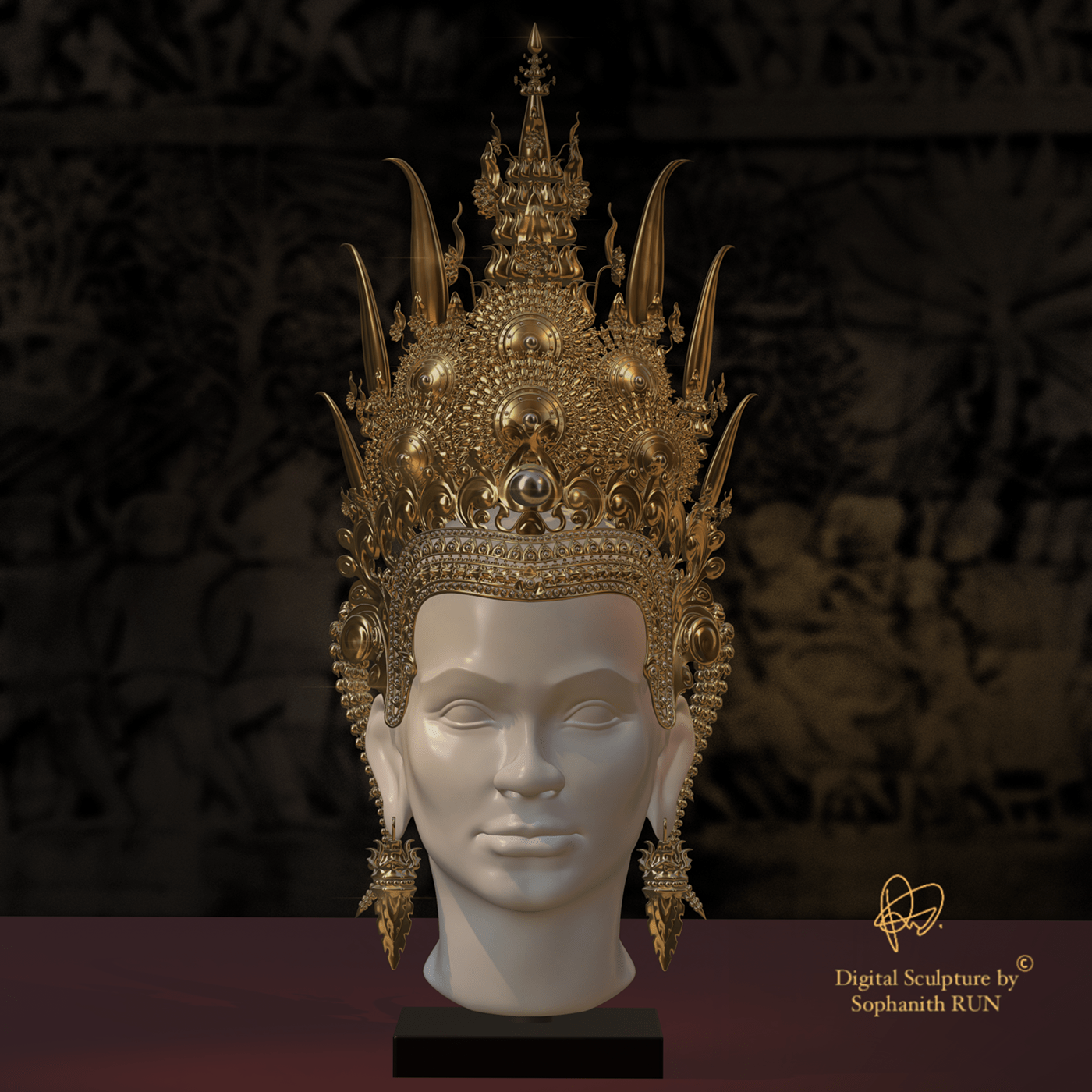 digitalart 3dart Apsara headdress Nomad Sculpt khmerart
