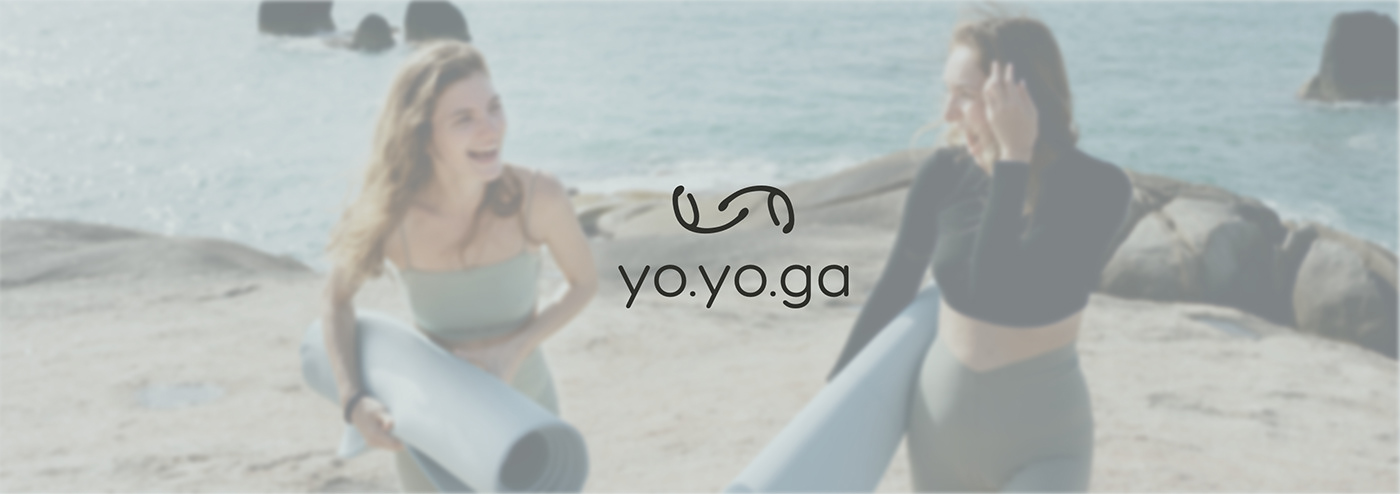 yoga with the ocean, concept logotype, women fitness sport
