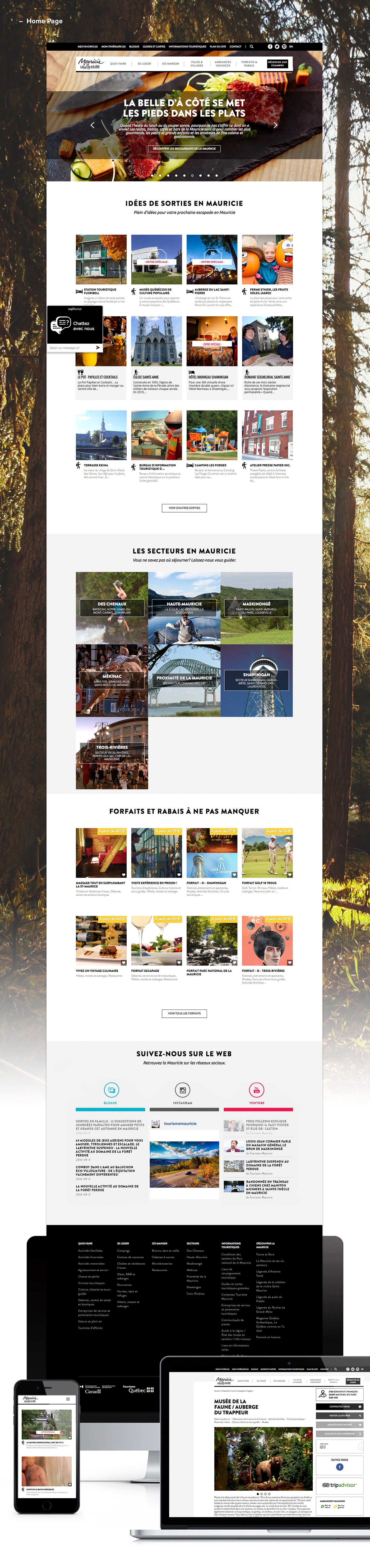 Website tourism Mauricie Quebec Responsive iconography ux UI Nature