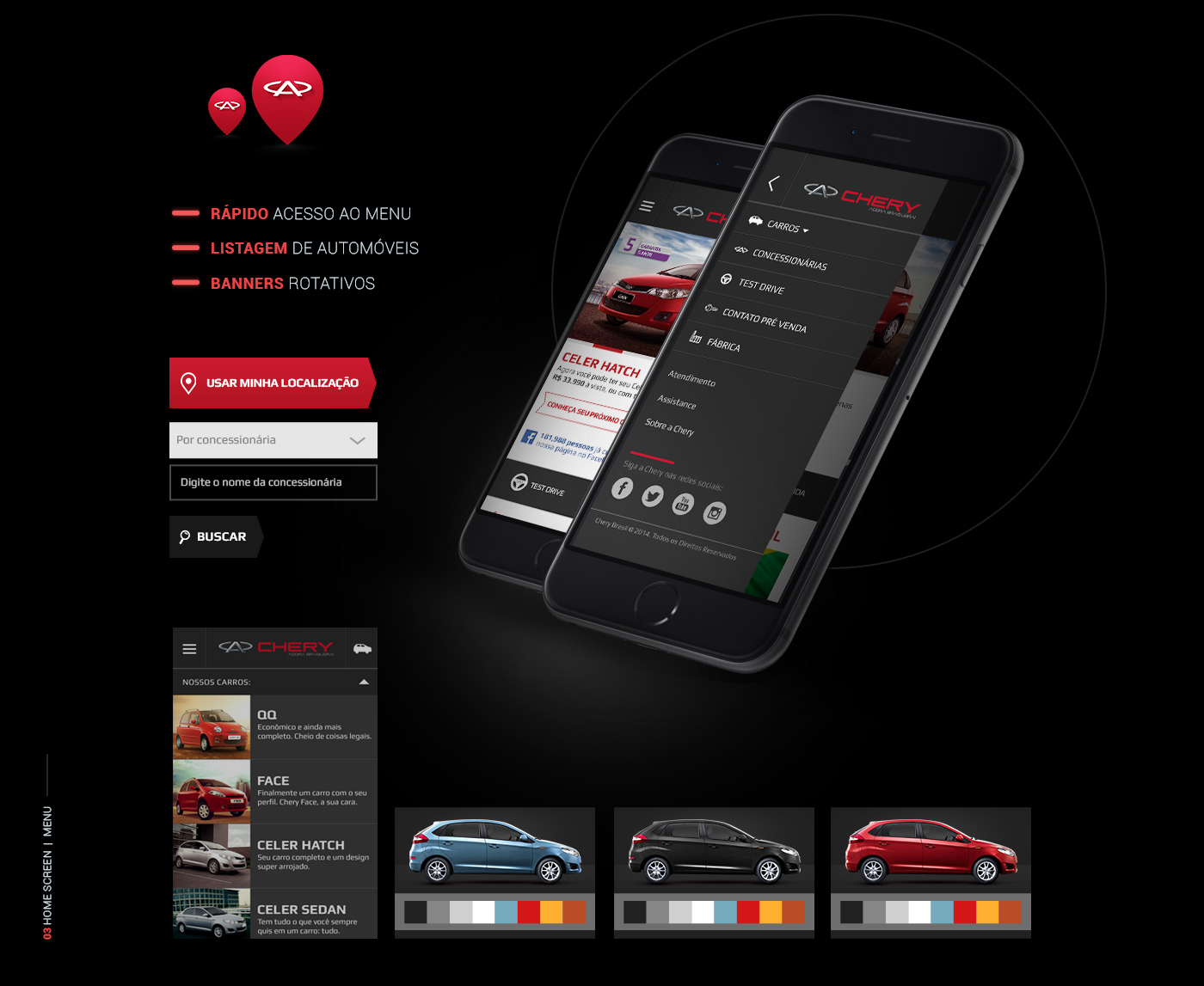 Adobe Portfolio chery Cars UI mobile site Site Mobile app mobile Chery brasil