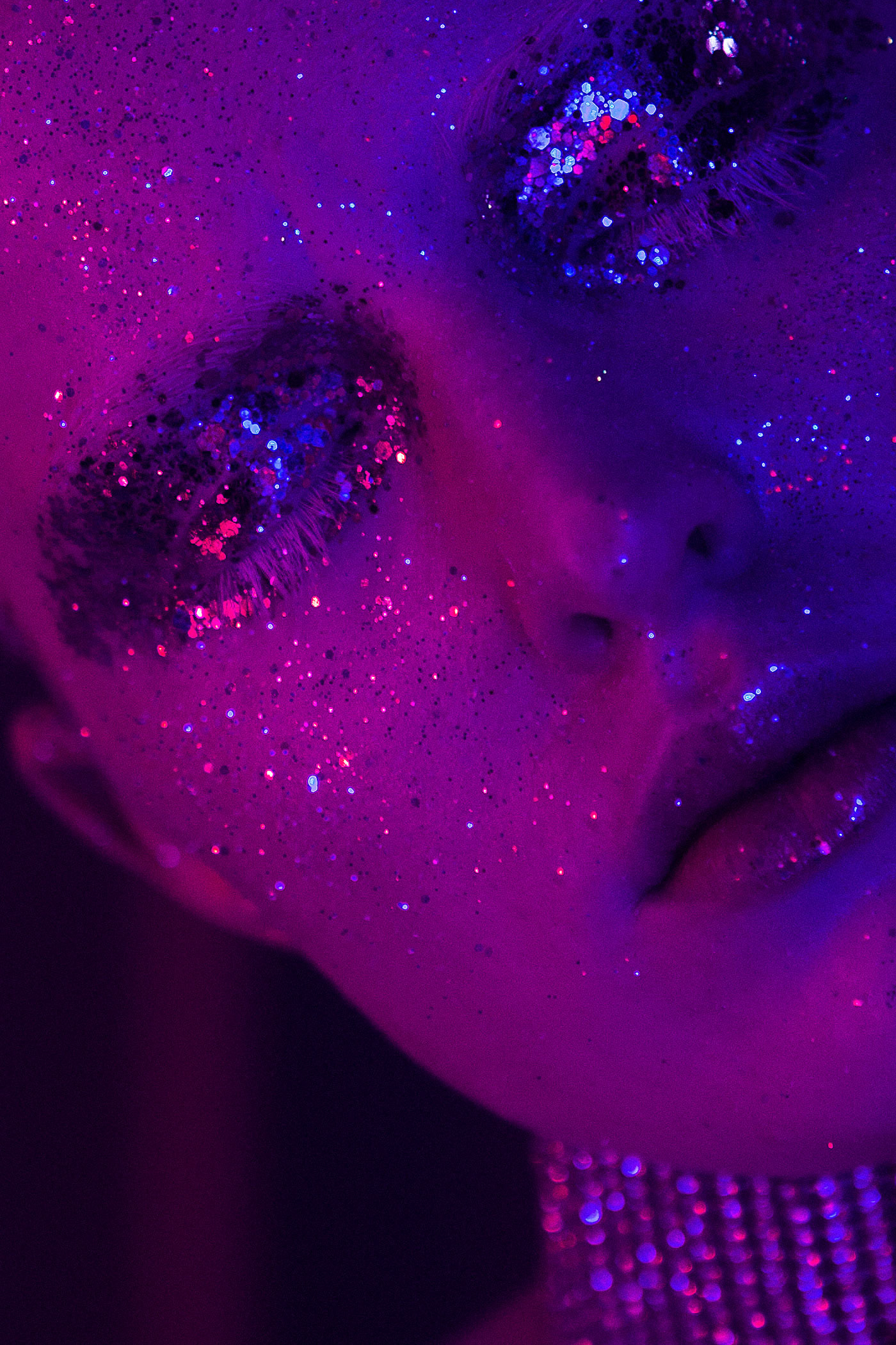 beauty cape town editorial Fashion  Glitter makeup neon Photography 