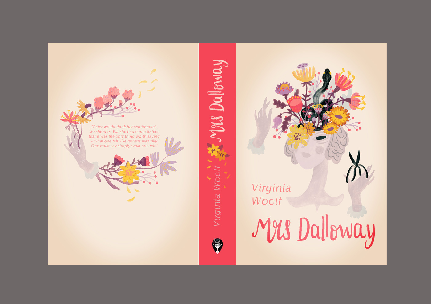 mrs dalloway floral watercolors Handlettering surreal spring book cover virginia woolf Cover Art snake