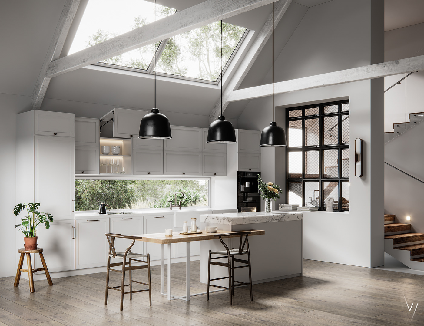 3D 3dmax CoronaRender  design Interior kitchen Maxon Cinema 4d photoshop visualization vizline