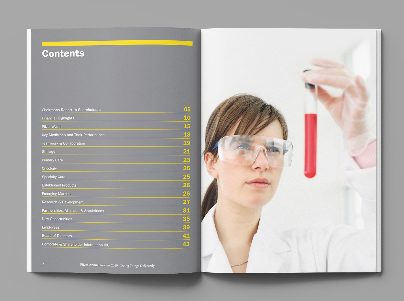 3D typography annual report editorial design  graphic design  Layout Design pfizer typography  