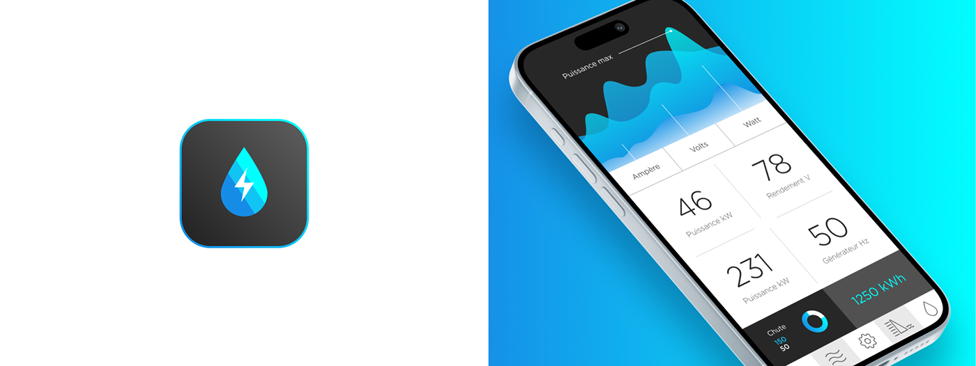 Mobile app digital design blue water ux/ui mobile app UI