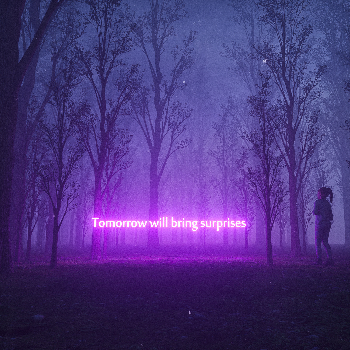 Image may contain: tree, fog and purple