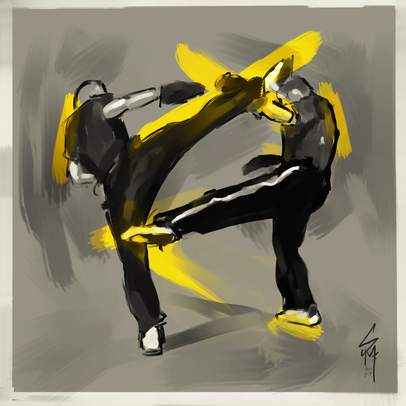 bruce lee Digital Art  digitalpainting ILLUSTRATION  jeet kune do Martial Arts MMA movement painting   study
