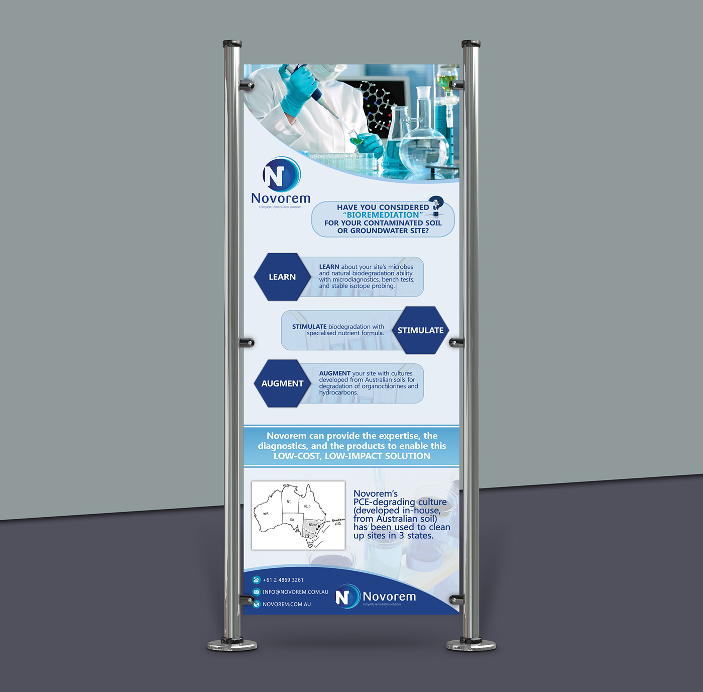 banner vertical print simple clean modern blue branding  corporate conference