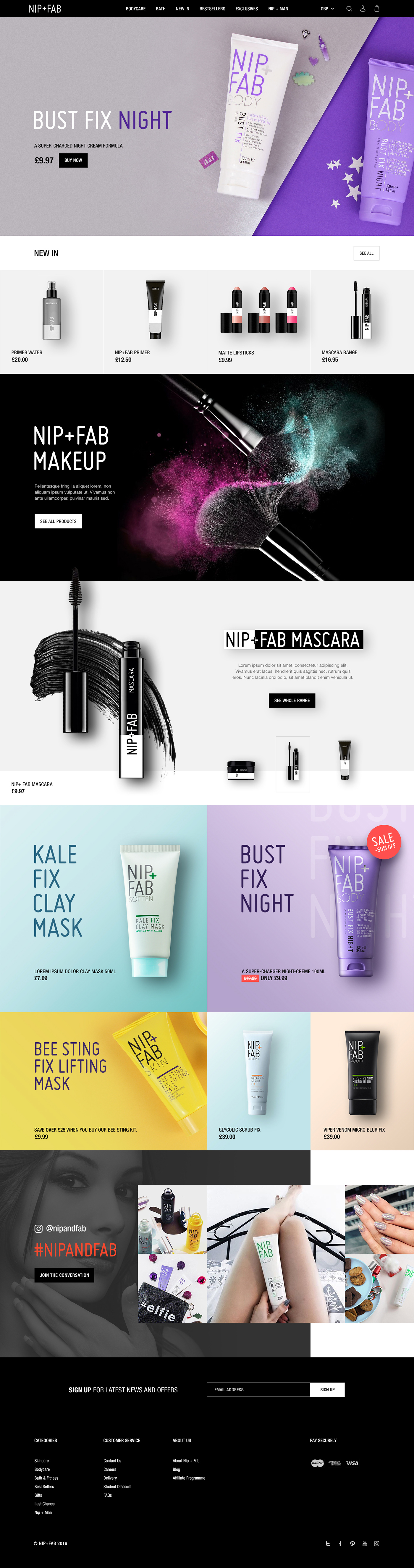nip & fab rodial makeup skincare Website Design Responsive mobile