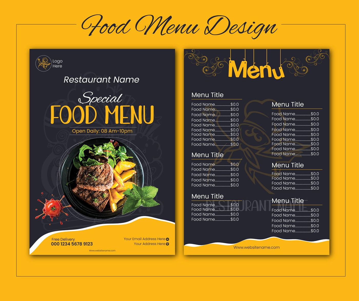 Socialmedia posterdesign bennar foodmanu restaurantmenudesign