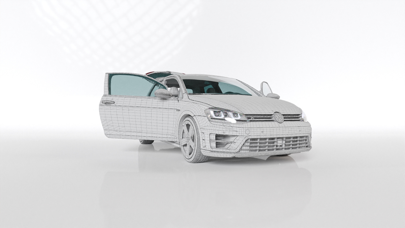 automotive   CGI 3ds max corona VW golf car hqinterior
